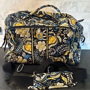 Vera Bradley Ellie Blue Elephant Travel Duffle Overnight Bag with Strap